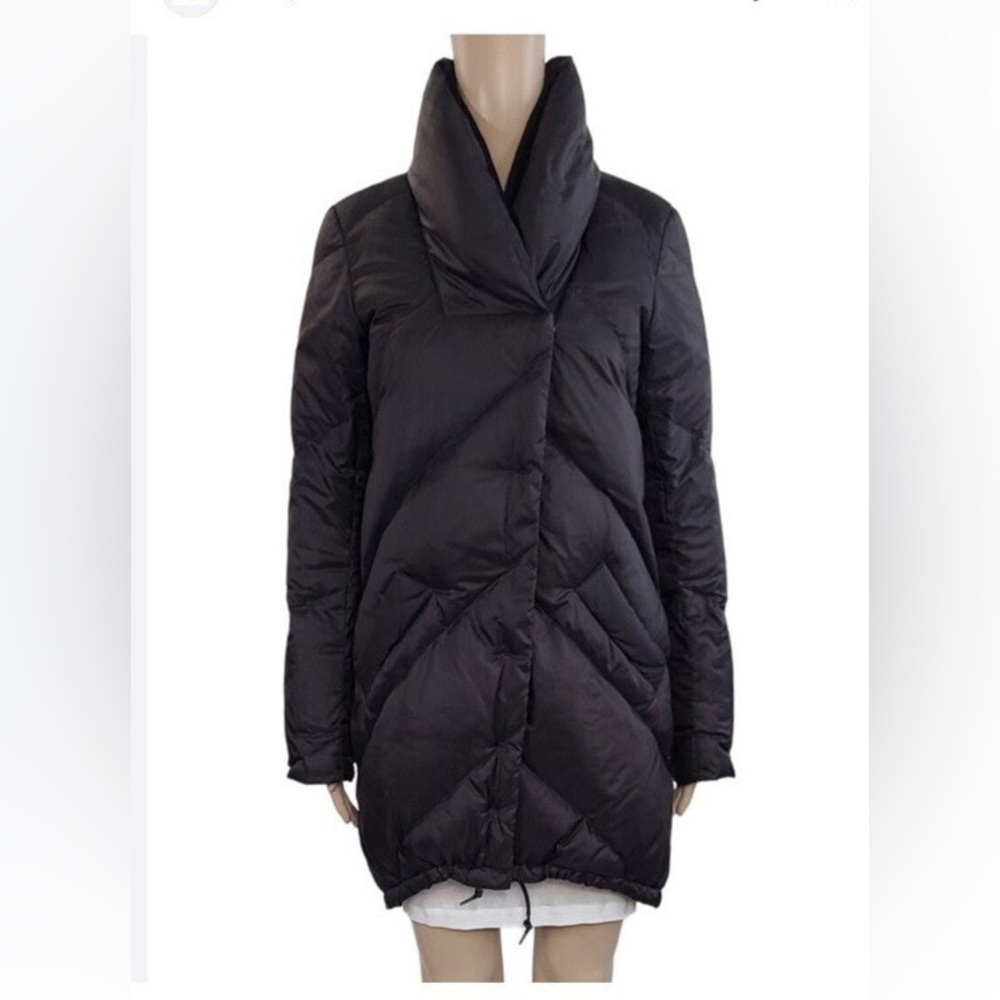 Theory Black Puffer Winter Coat with High Collar